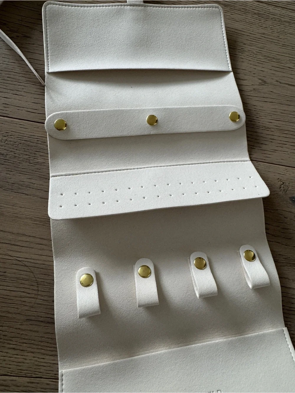 Cream Travel Jewelry Roll Case